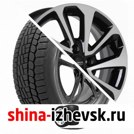 Колесо в сборе Viatti Brina зима (V-521) 185/65 R15 T 88 + СКАД KL-320 6xR15 4×100 ET46 DIA54.1 Глянцевый черный с полированной лицевой частью в Ижевске